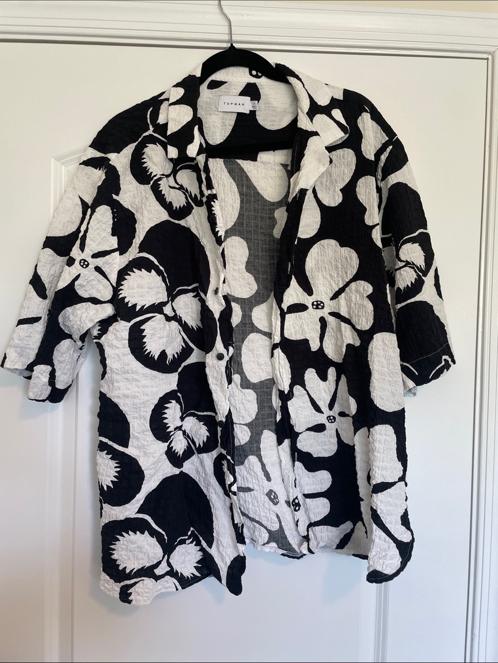 Topman Black & White Floral Button-Up Shirt